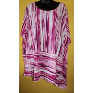 Catherine's 5x Pink Knit Short Wider Sleeve Top Tee 34/36 Angled Hem